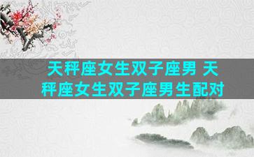 天秤座女生双子座男 天秤座女生双子座男生配对